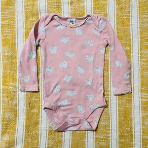 Baby Boden Pink Bunny Long Sleeve Bodysuit 6-12 Months
